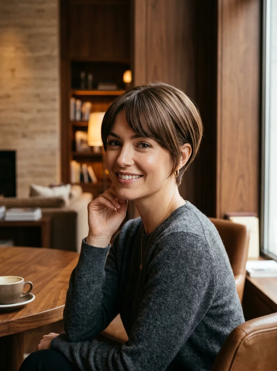 Chocolate Brown Long Pixie