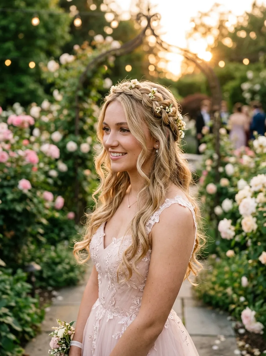 Crown Braid Romantic Look
