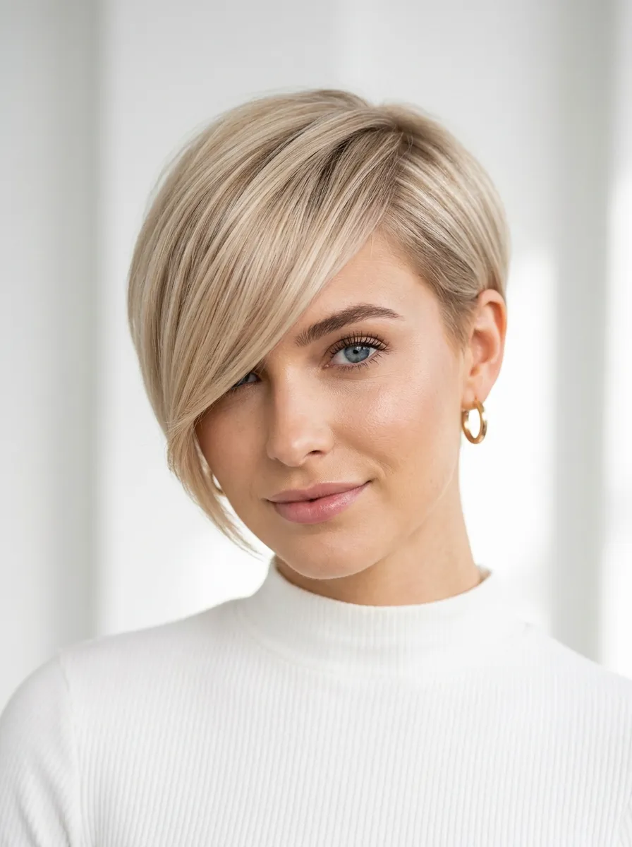 Long Bangs Blonde Pixie