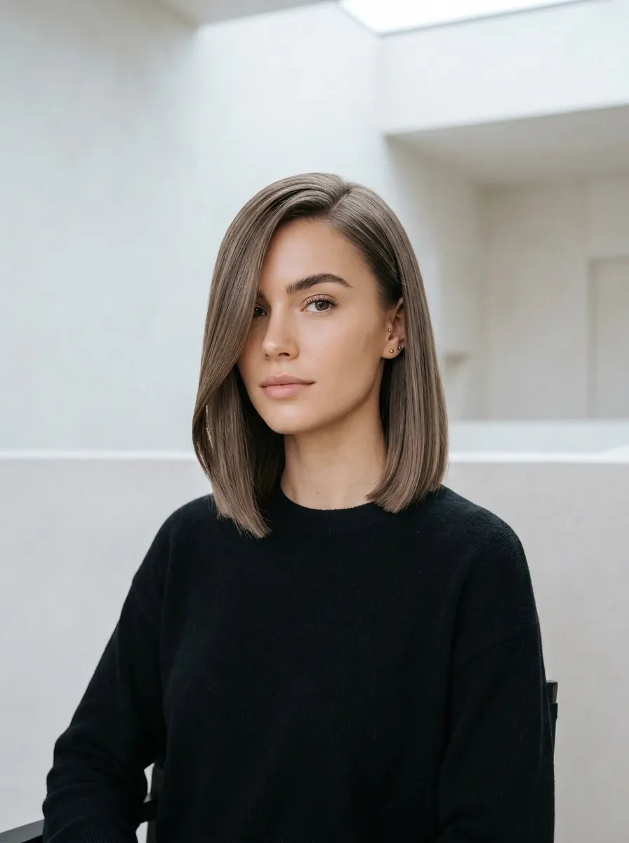 Mid-Neck Side-Parted Bob