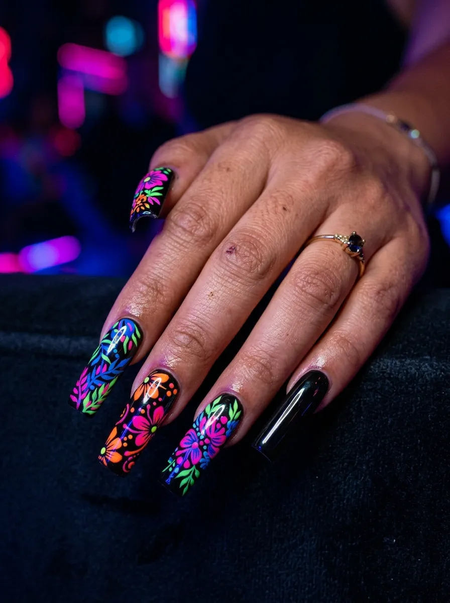 Neon Floral Black
