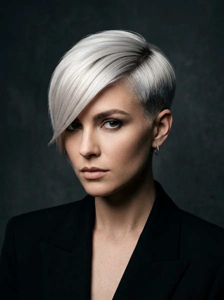 Platinum Side-Swept Pixie