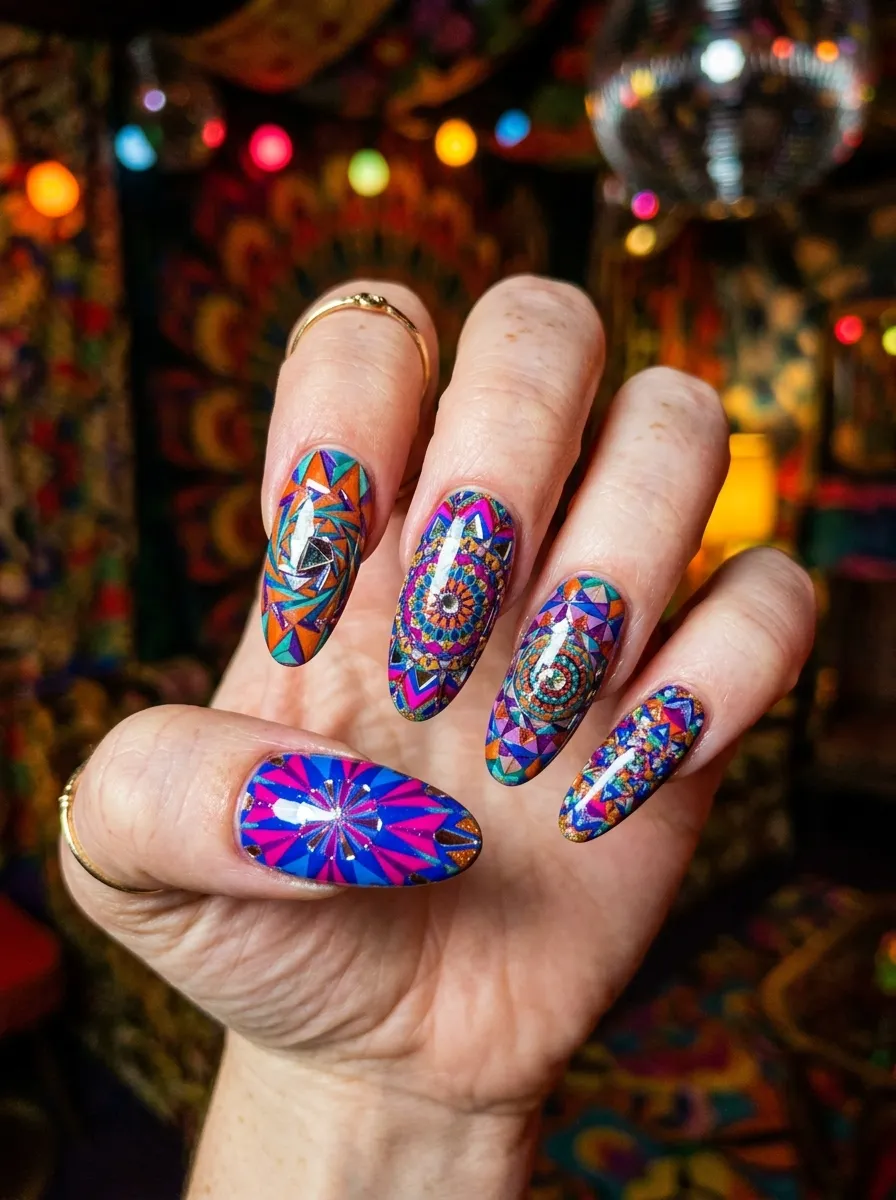 Psychedelic Kaleidoscope Nails