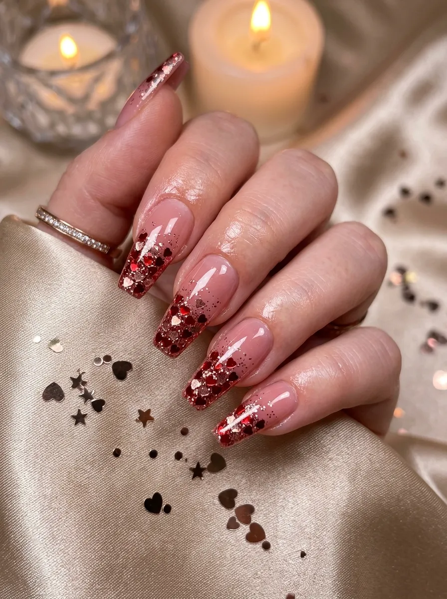 Rosy Heart Glitter