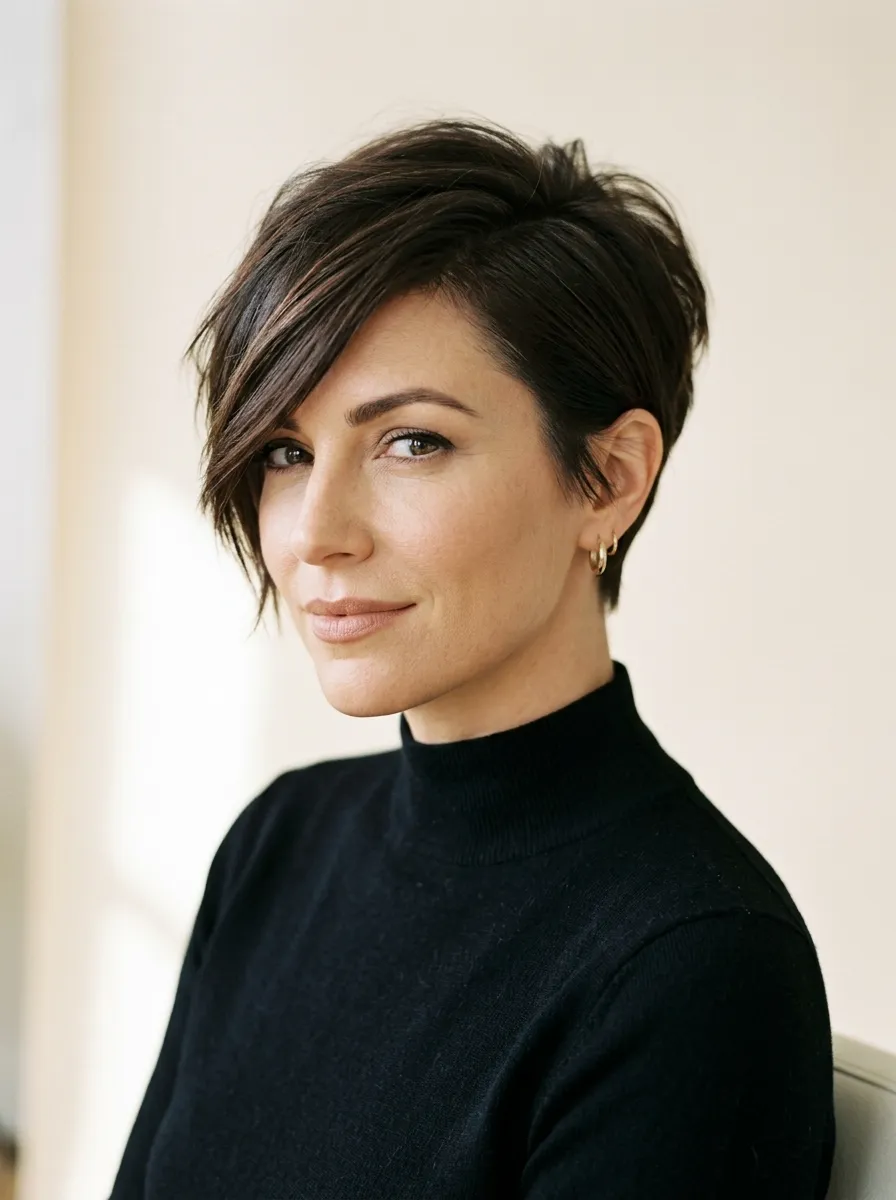 Side-Swept Bangs Pixie