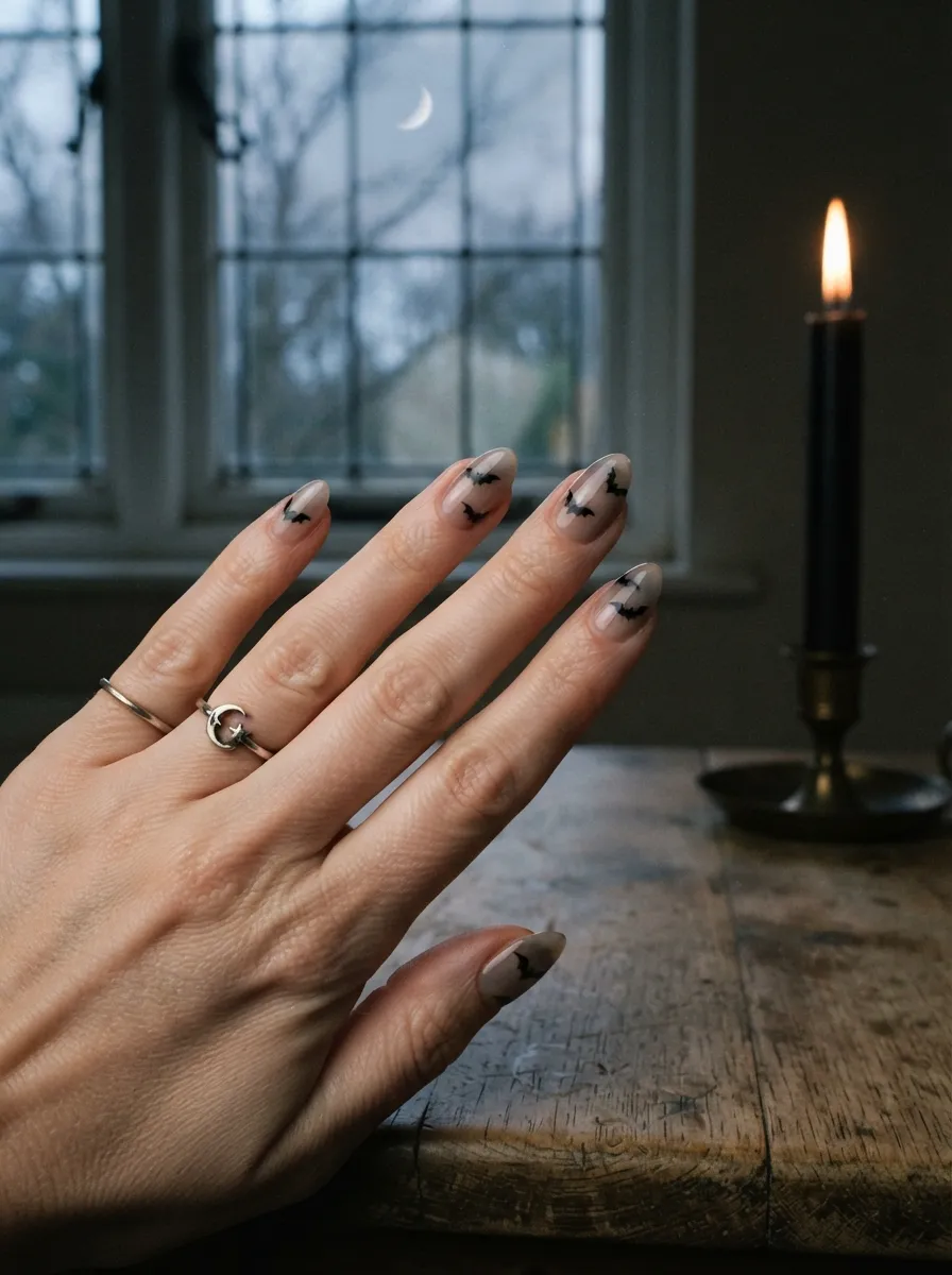 Bat Silhouette Nails