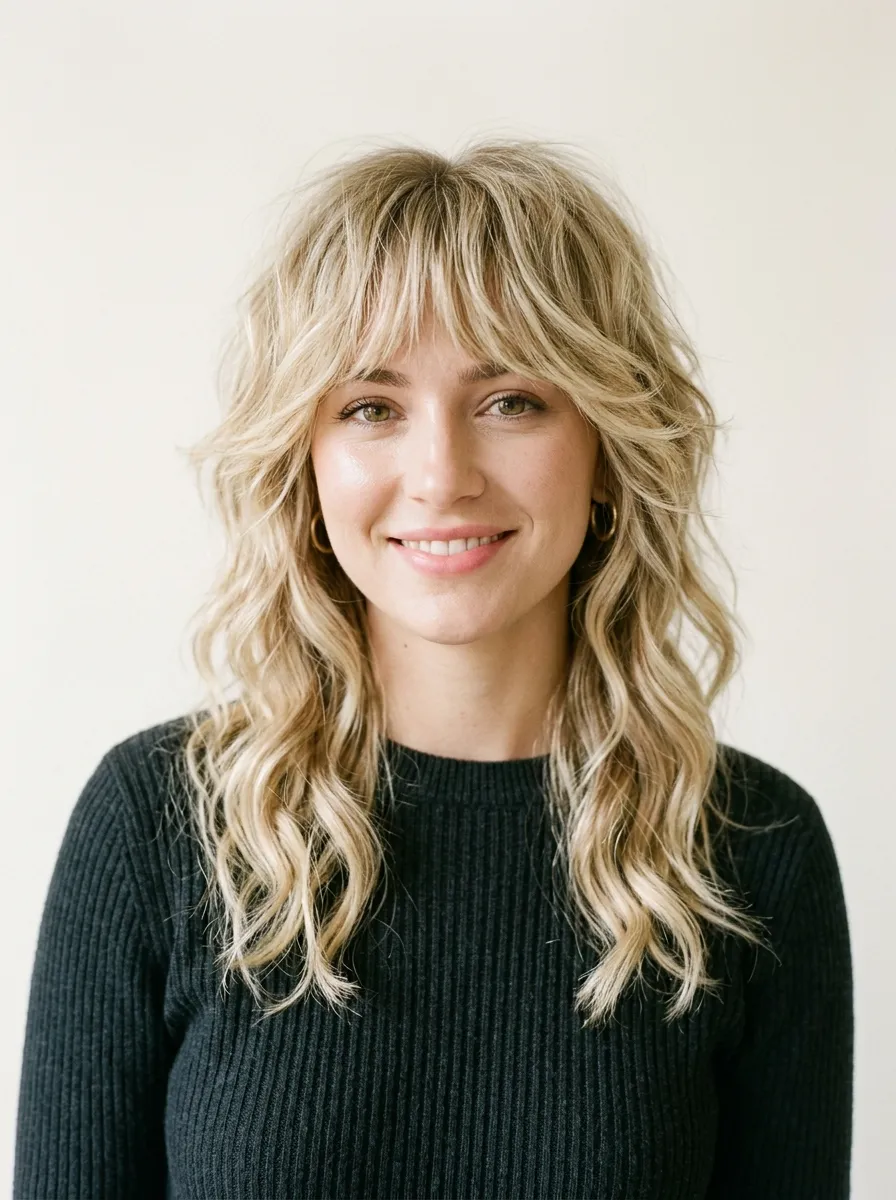 Blonde Wolf Cut Bangs