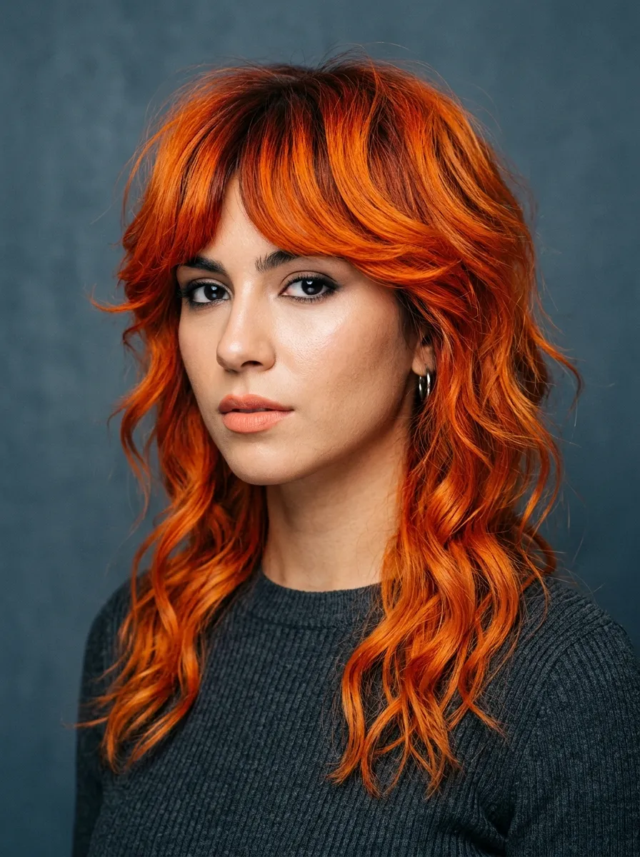 Bright Orange Wolf Cut