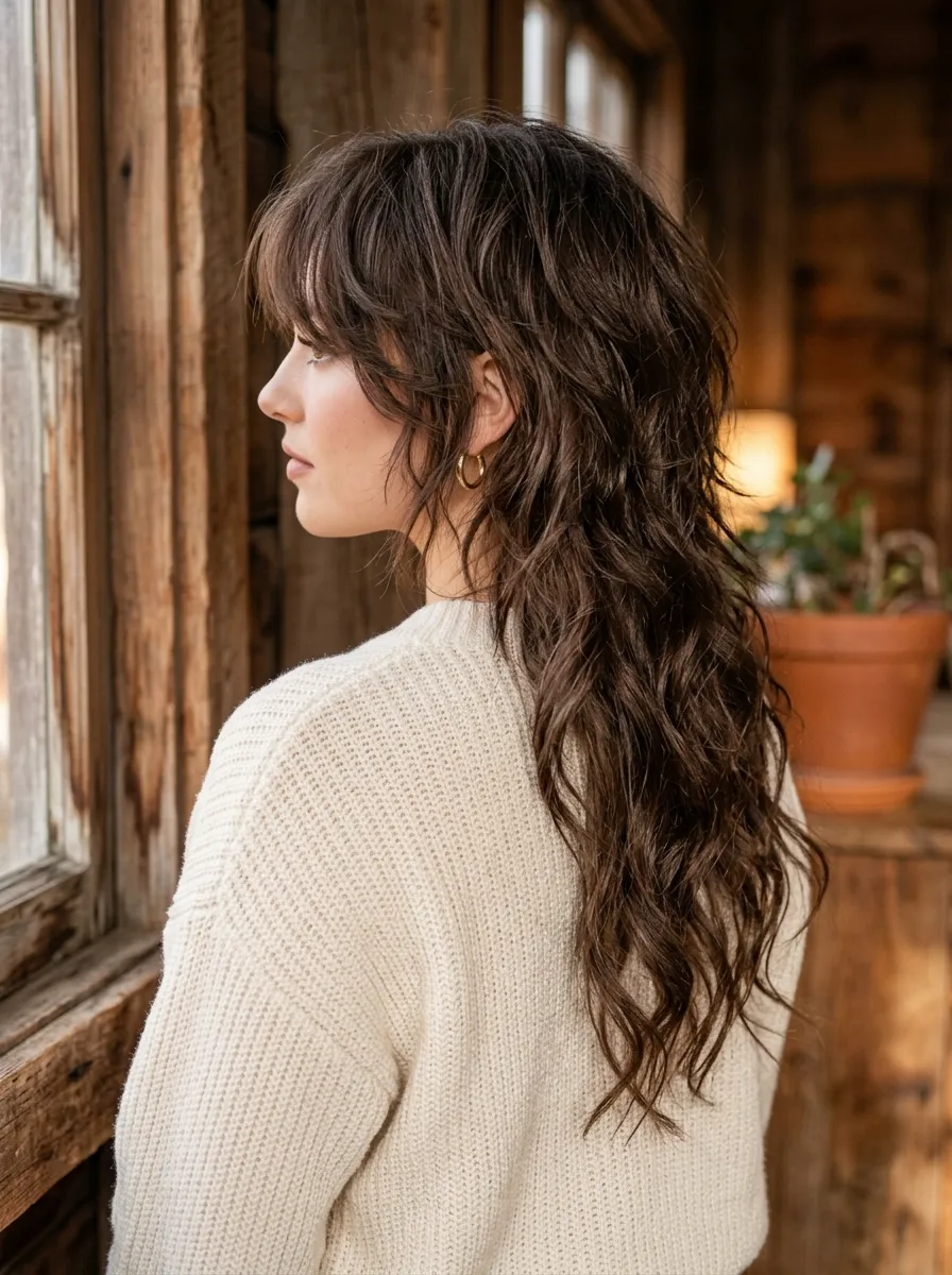 Brunette Wolf Cut Waves