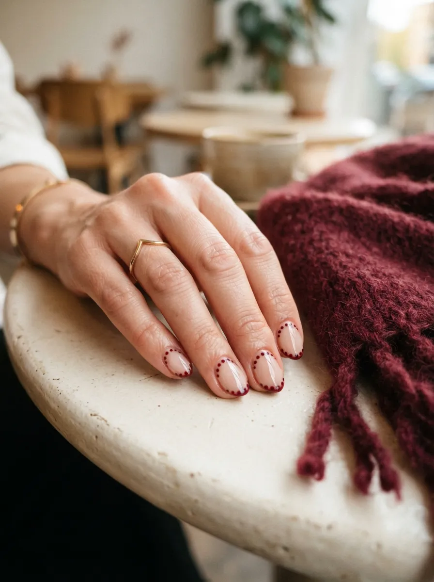 Burgundy Dotted French