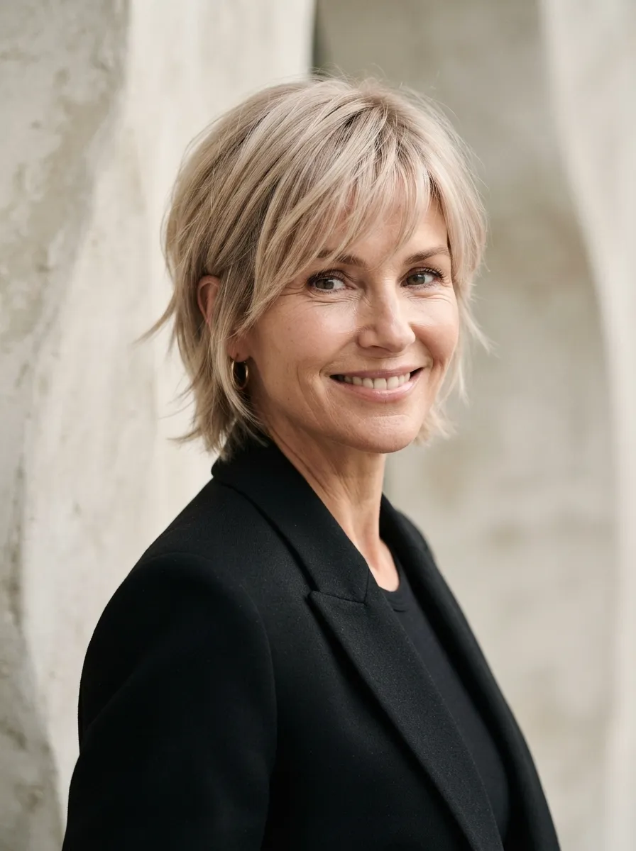 Champagne-Blonde Short Shag