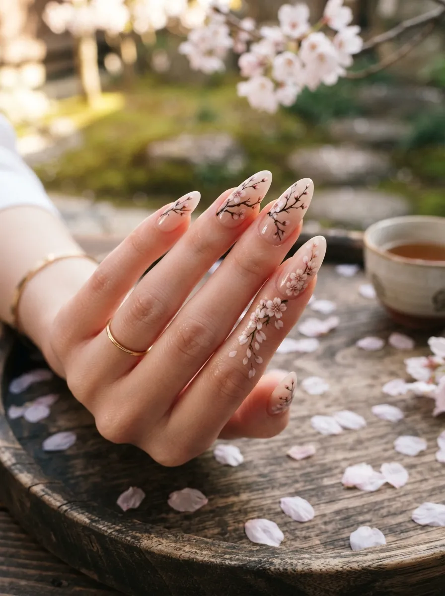 Cherry Flower Nails