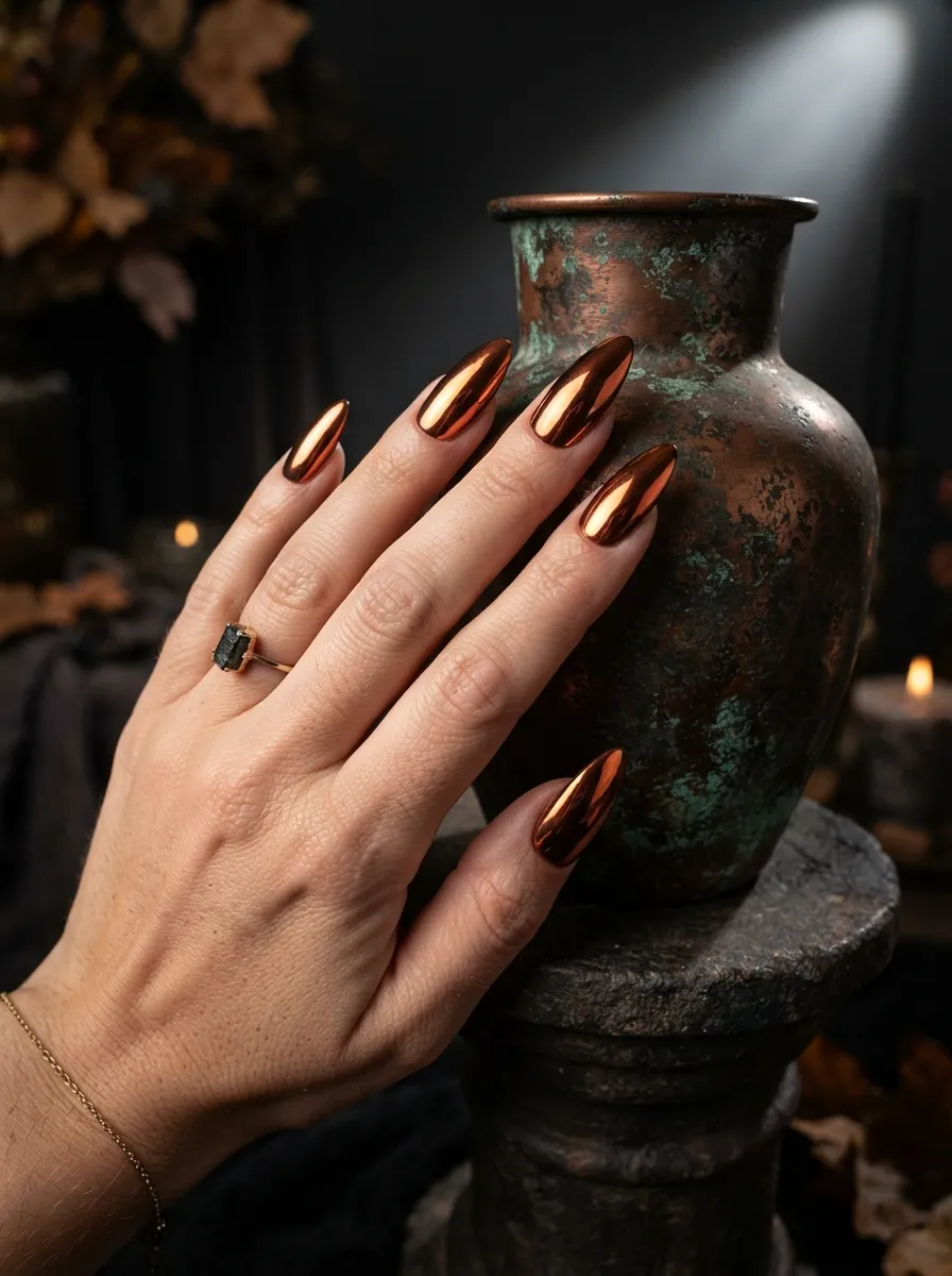 Copper Chrome Nails