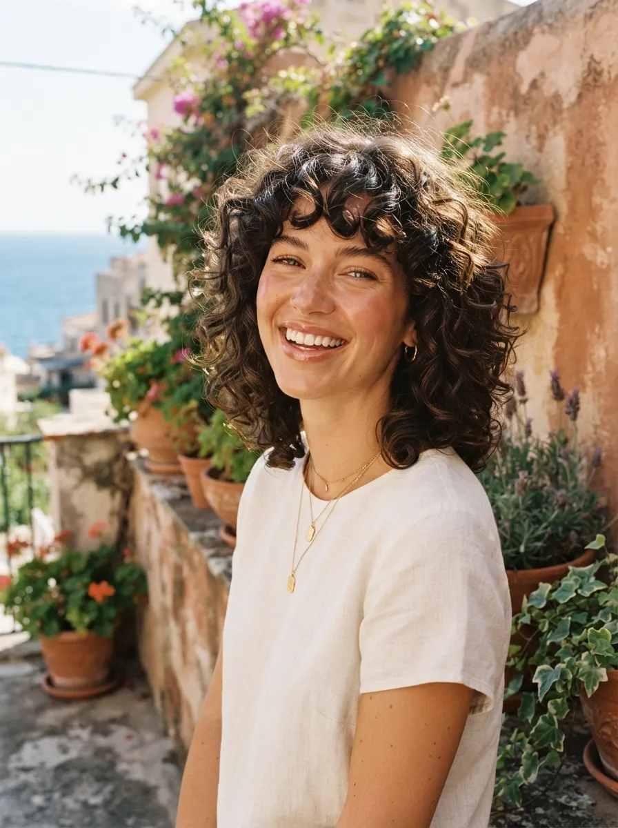 Curly Shag No Bangs