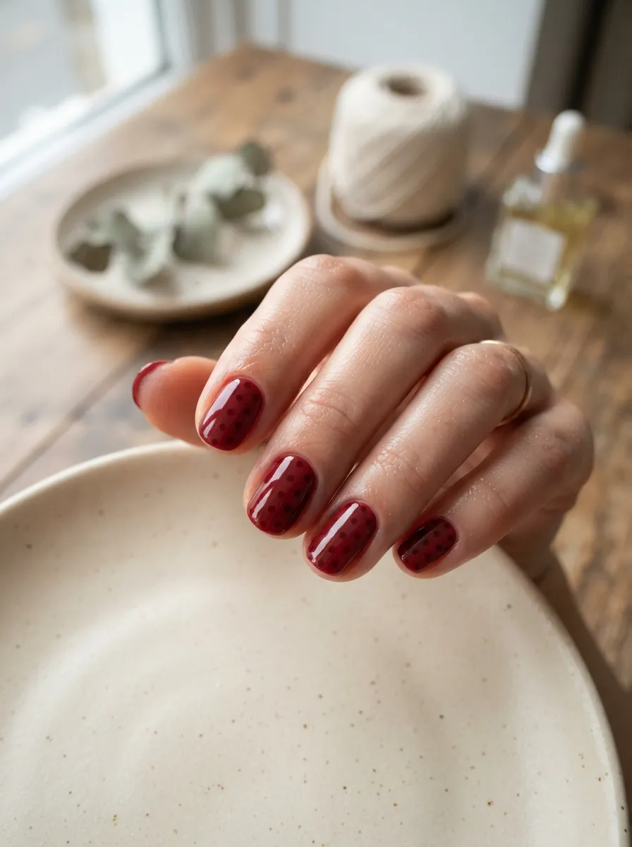 Deep Red Polka