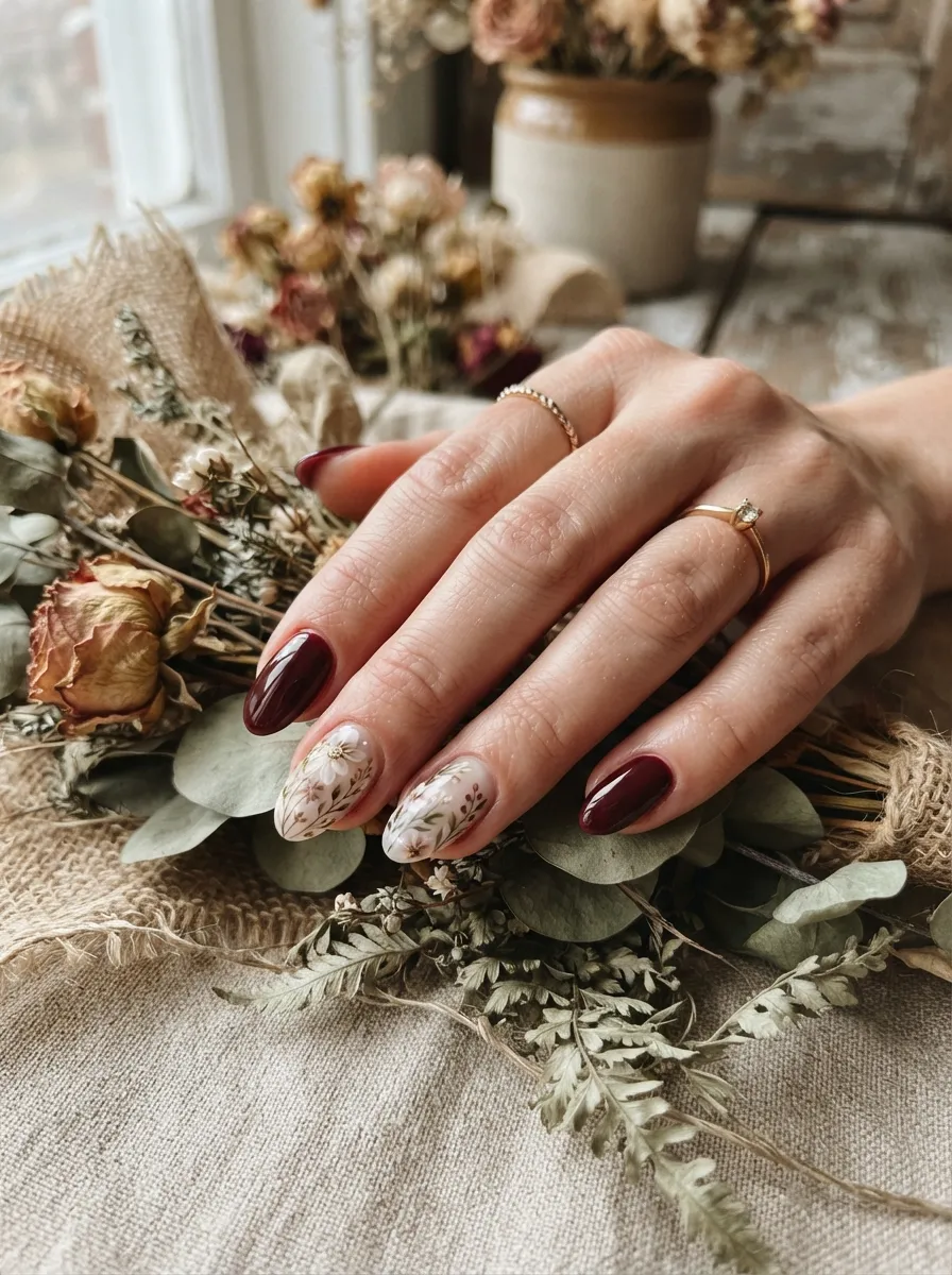 Floral Accent Nails