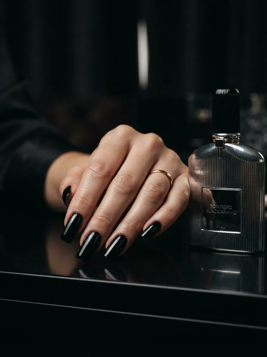 Glossy Black Nails