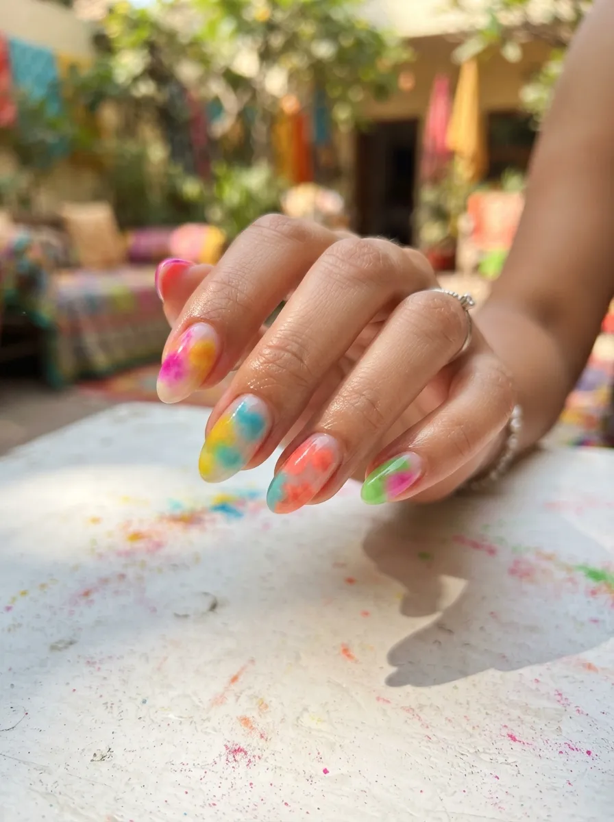 Holi Ombre Nails