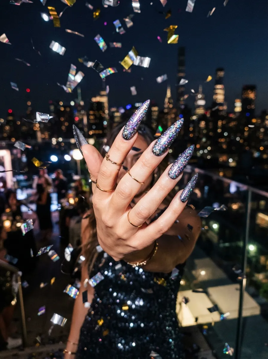 Holographic Glitter Nails