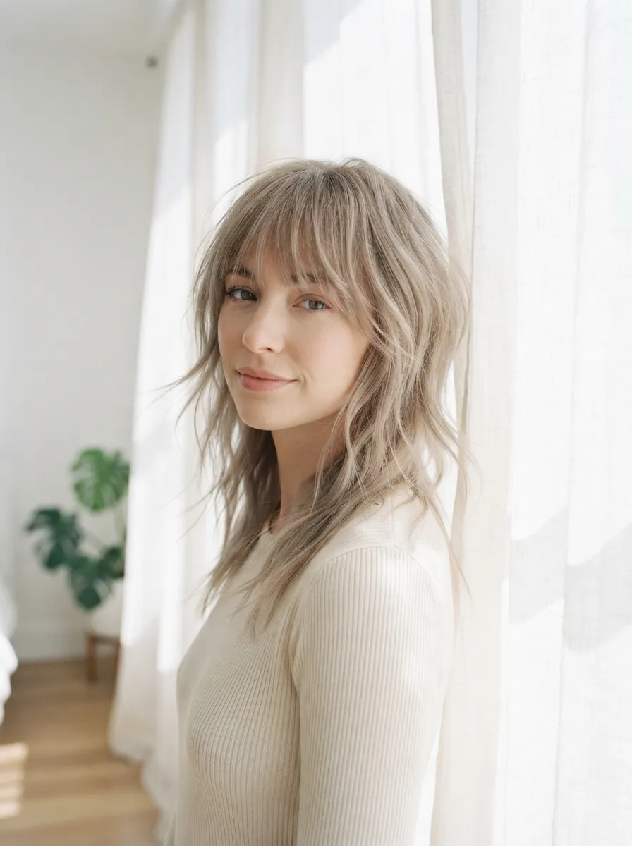 Layered Bangs Airy Shag
