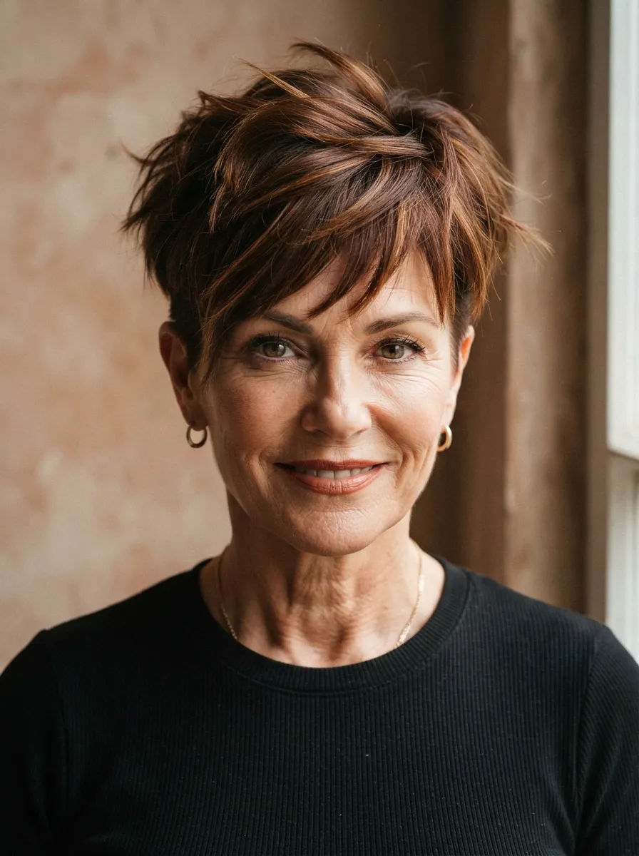 Layered Pixie Shag Chestnut