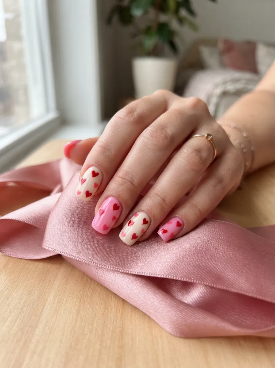 Pink Red Hearts