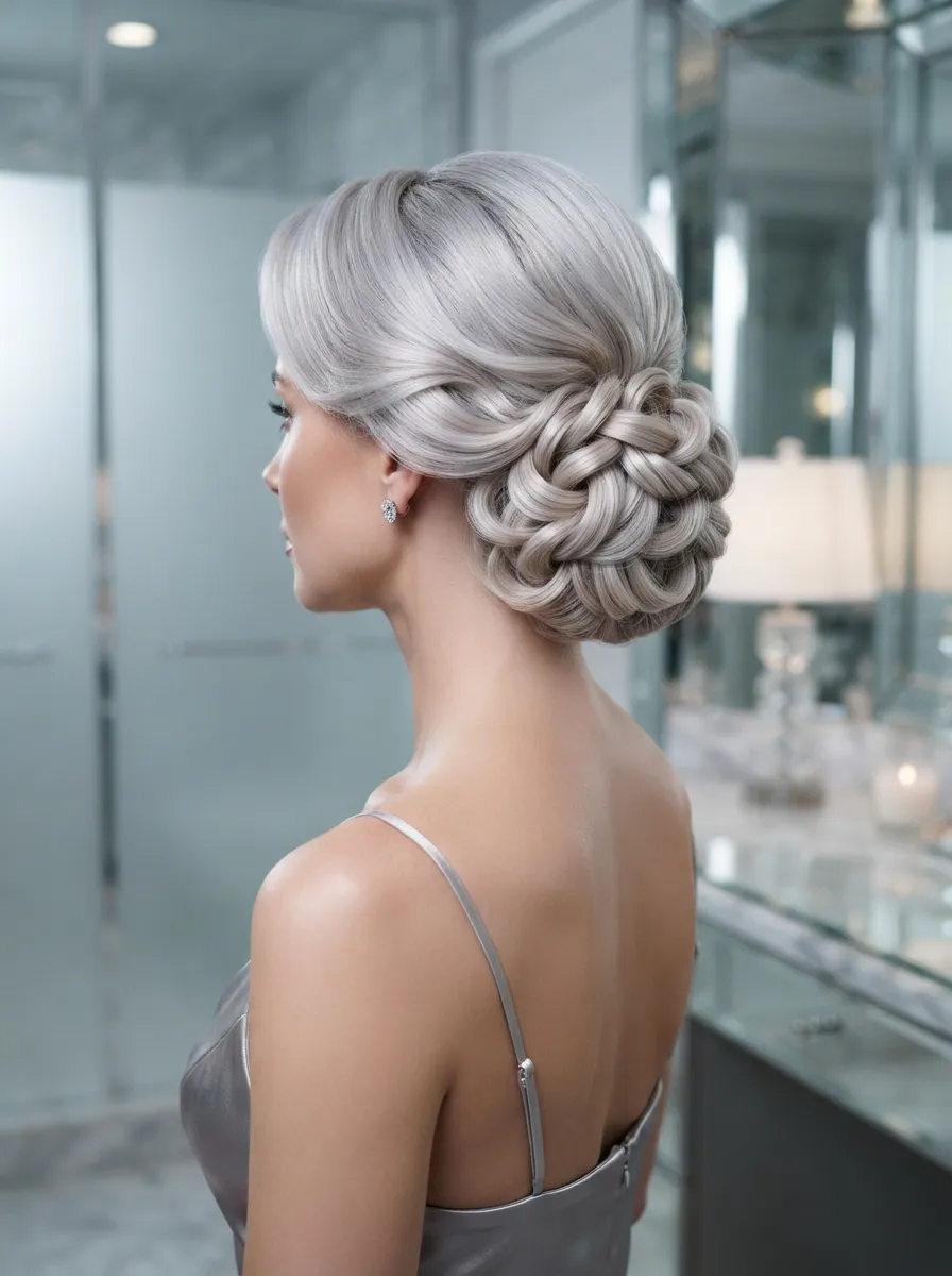Platinum Curled Chignon