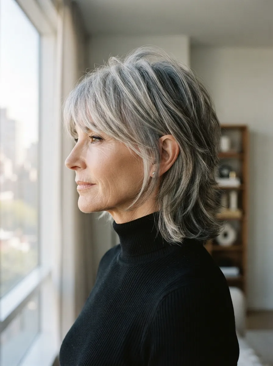 Silver Feathered Side Bangs