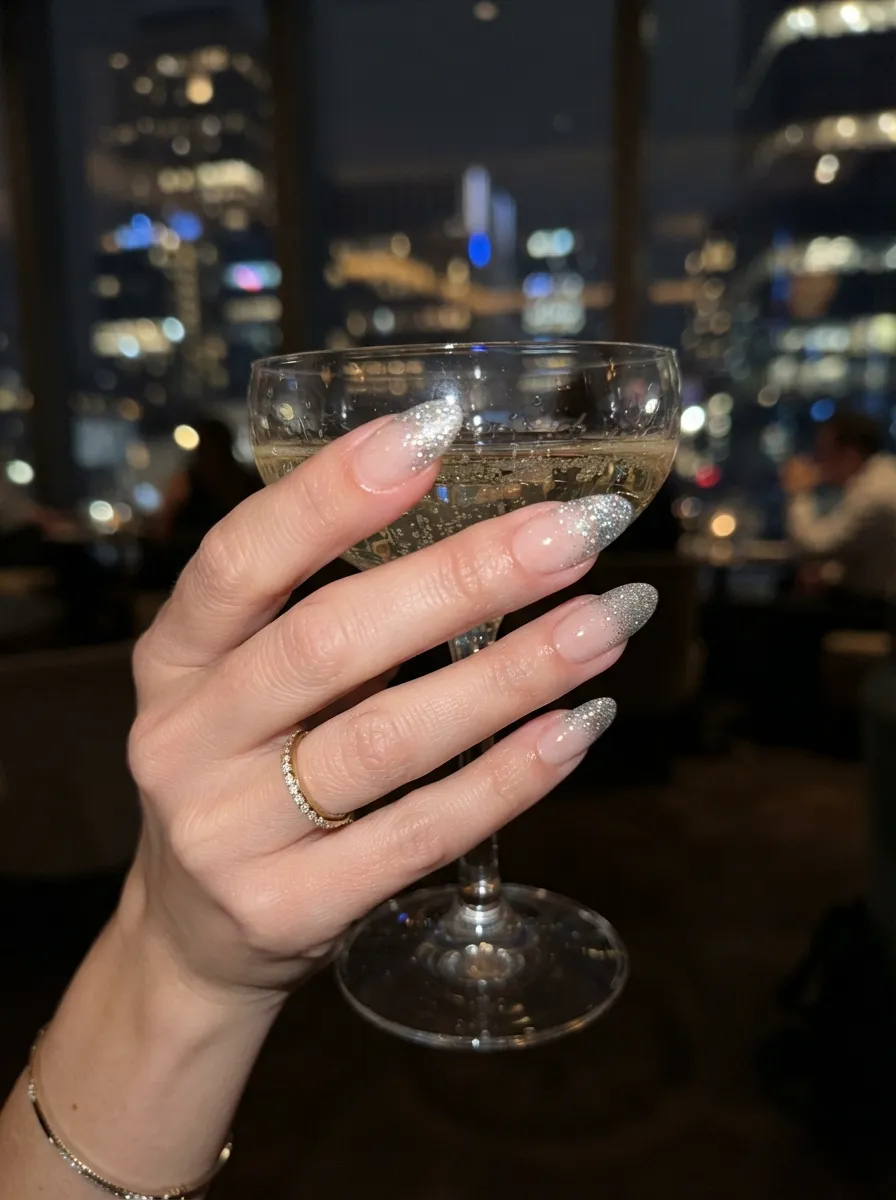 Silver Glitter Tips