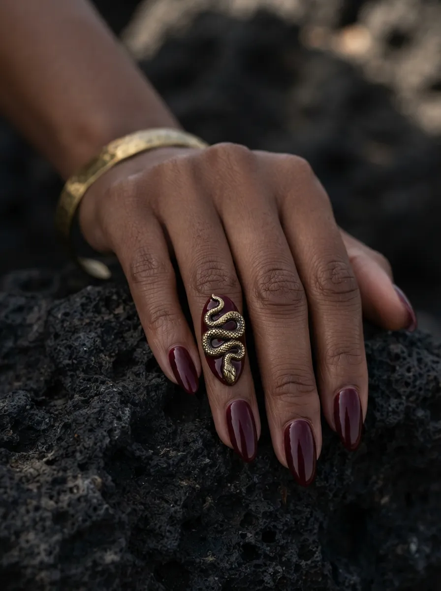 Snake Accent Nails