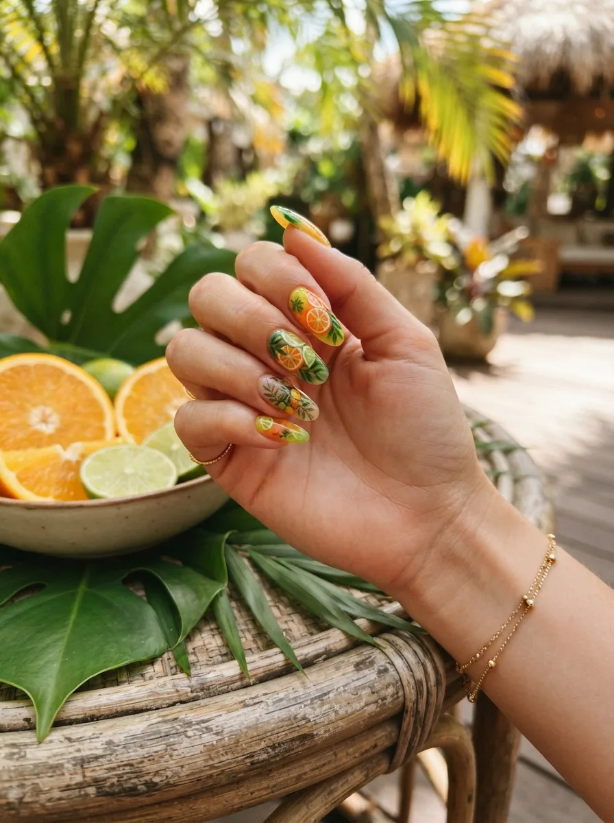 Tropical Citrus Nails
