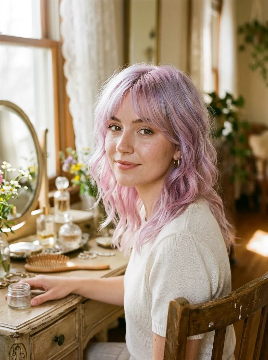 Wavy Pastel Wolf Cut
