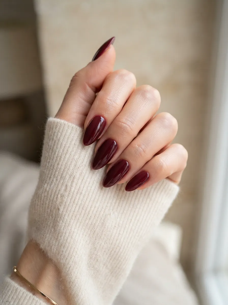 Wine Almond Nails
