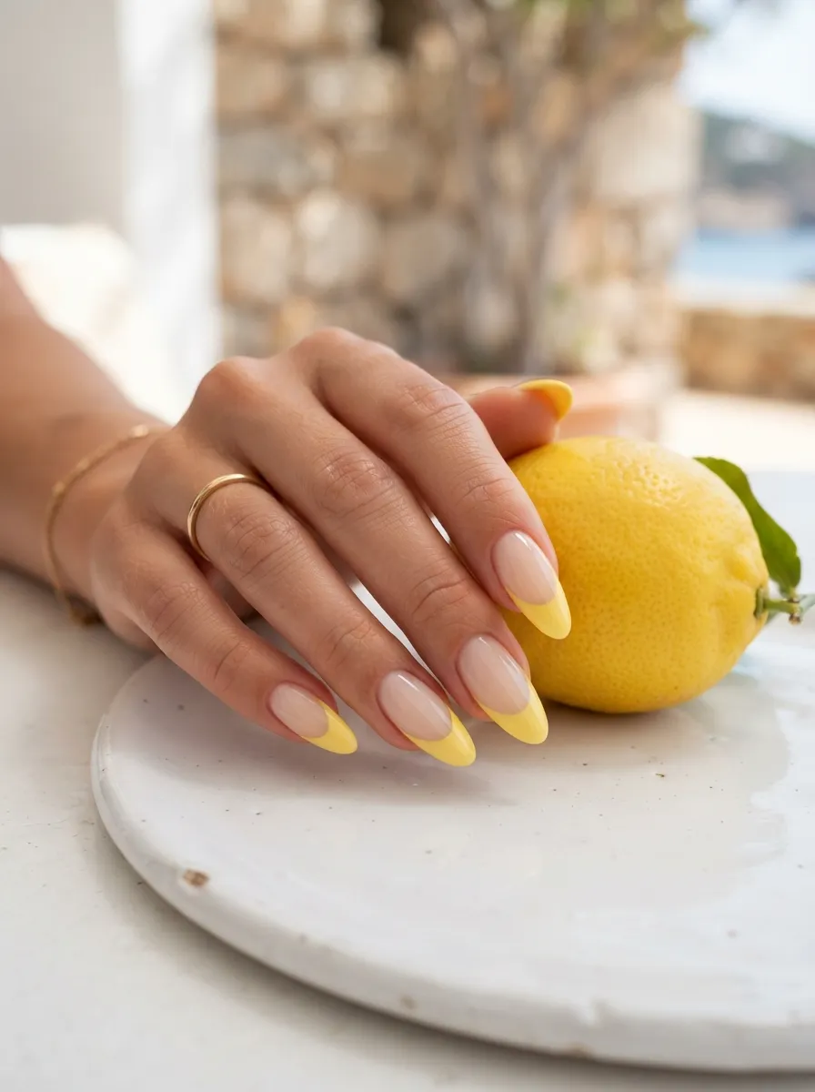 Yellow French Manicure